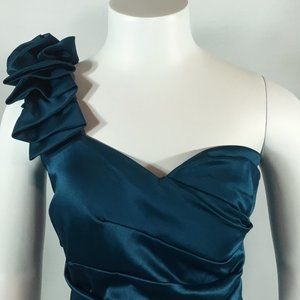 Codigo Teal Satin Dress